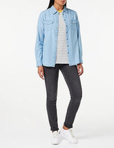 Damska Koszulka Jeansowa Wrangler LS Denim Shirt Mid Indigo W5Z0C3X8E